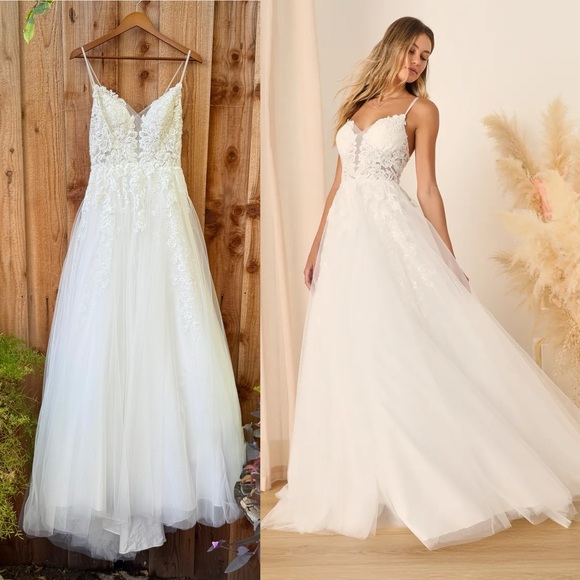 Lulu's White Lace Bridal Dress - Picture 2 of 10